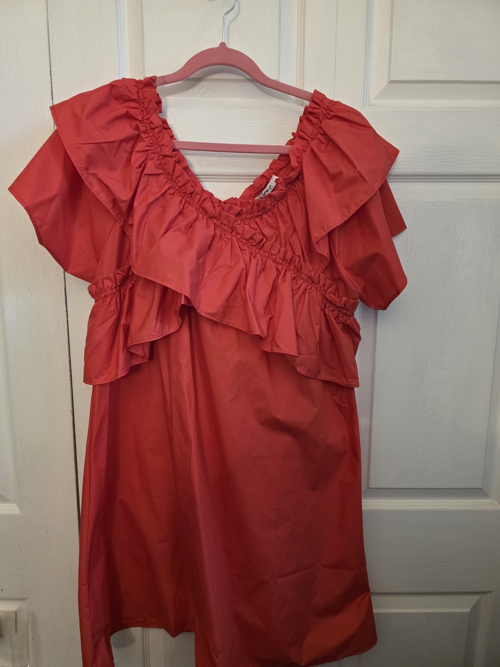 Womans Ruffled Red Dress - Casual Summer Style